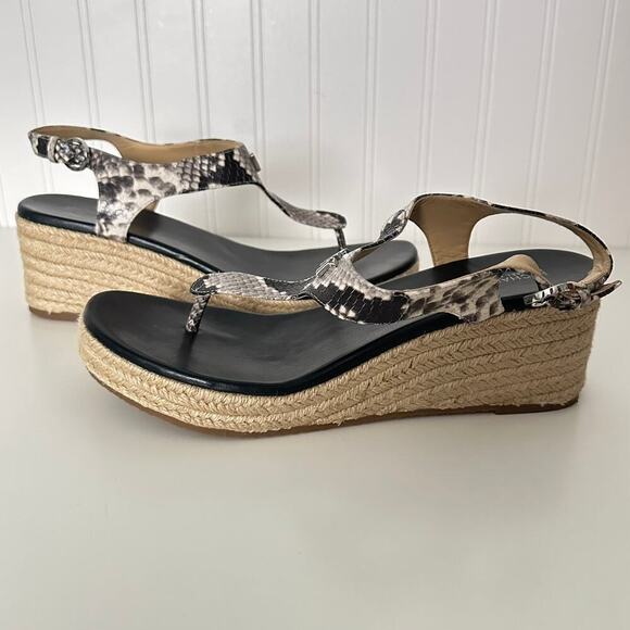 Michael Kors Laney Saffiano Leather Espadrille Wedge Sandals in Snake Print (11) - Picture 5 of 14